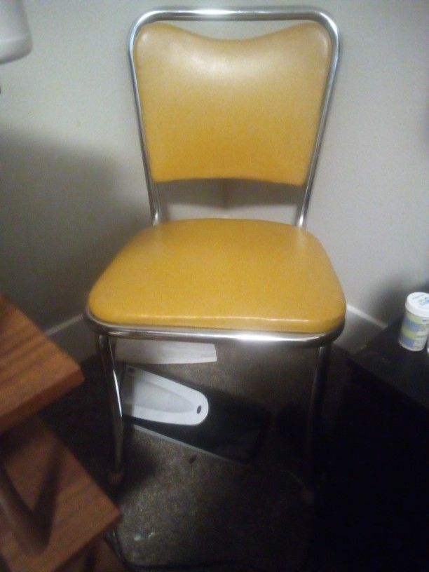 Vintage Yellow & Chrome Chair