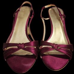 Nine West Dark Pink Satin Slingback Heels 10.5M