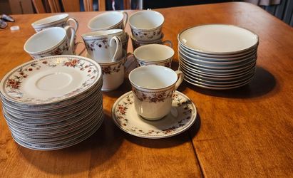 Mixed Set For Tea Party, Baby Or Bridal Shower, 10 Cups And Saucers, 10 Dessert Plates