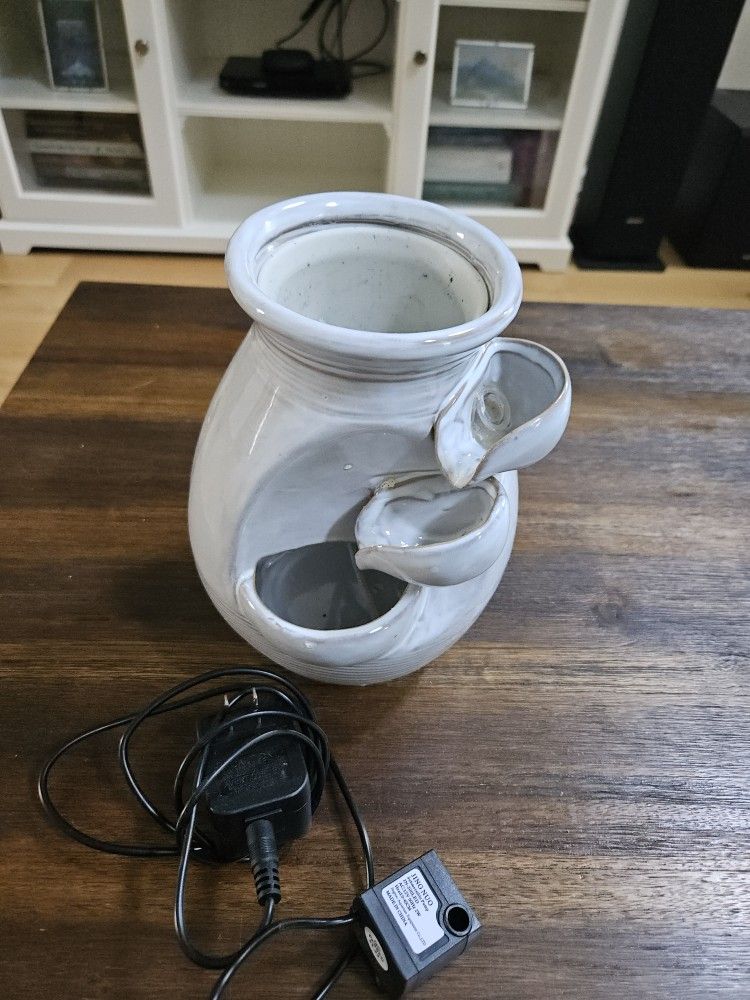 White Ceramic Tabletop Desktop Fountain