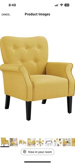 Yaheetech Modern Armchair, Mid Century Accent Sofa Chair with Sturdy Wood Legs and High Back, Upholstered Fabric Sofa Club Chair for Living Room/Bedro
