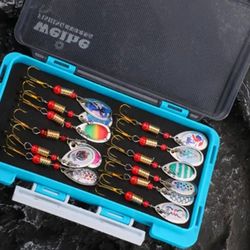 12 Piece Metal Spinner Fishing Lure Set 