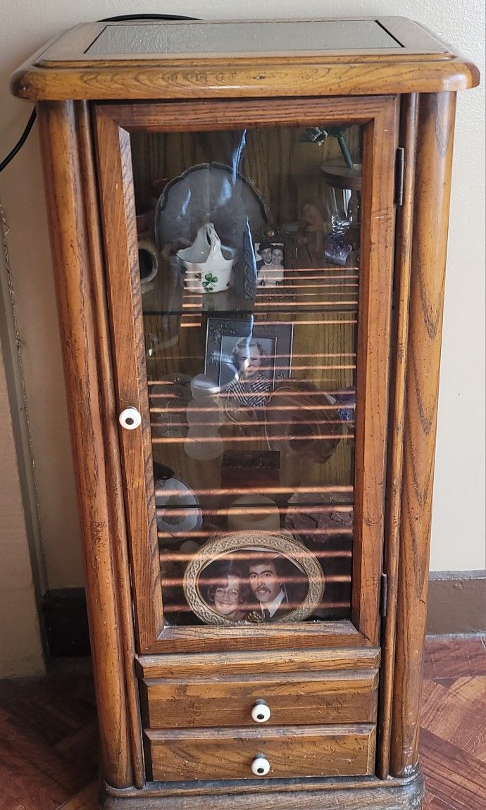 Curio Cabinet- Wood with Glass Shelves And Face