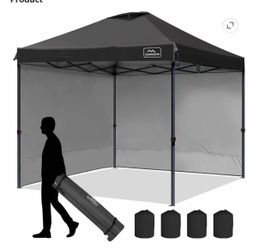10×10 Pop Up Canopy Tent - 2 Sidewalls - Black