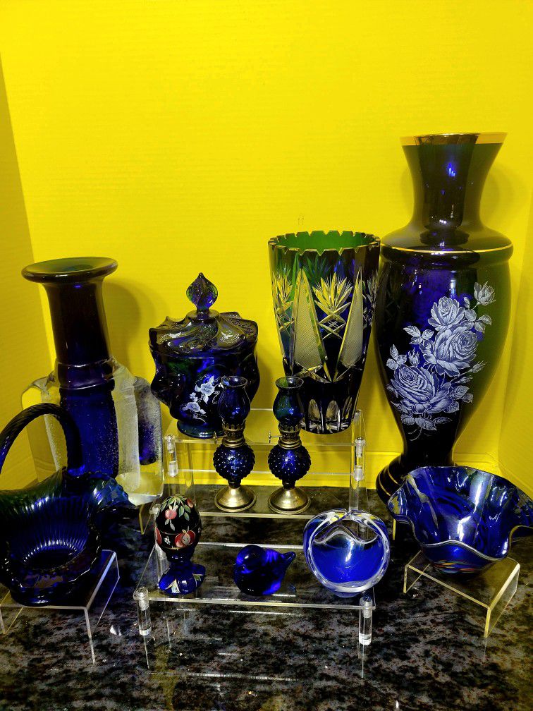 Cobalt Blue Glass Collection. Please see description for measurements and pricing 