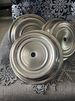 3 Stainless Steel 11” X 3” Round Plate Covers Lids w/ Center Hole