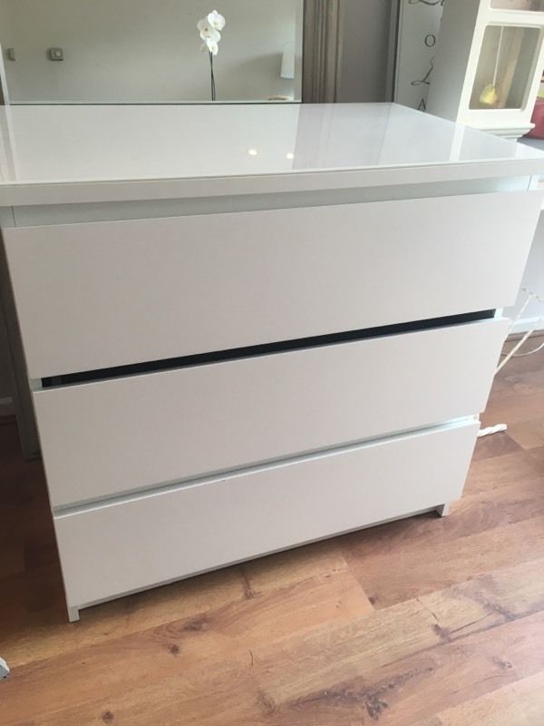 White Malm 3 Drawer Dresser With Glass Top For Sale In Falls