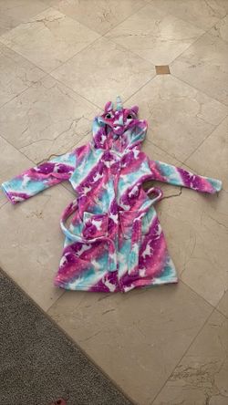 Girls pajama robe Unicorn robe size 6-7 girls pink hooded robe