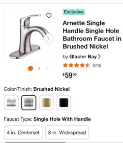 Glacier Bay brushed nickel Single handle bathroom faucet 4in centerset