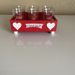 Valentine’s Day Shot Glasses W/ Tray 