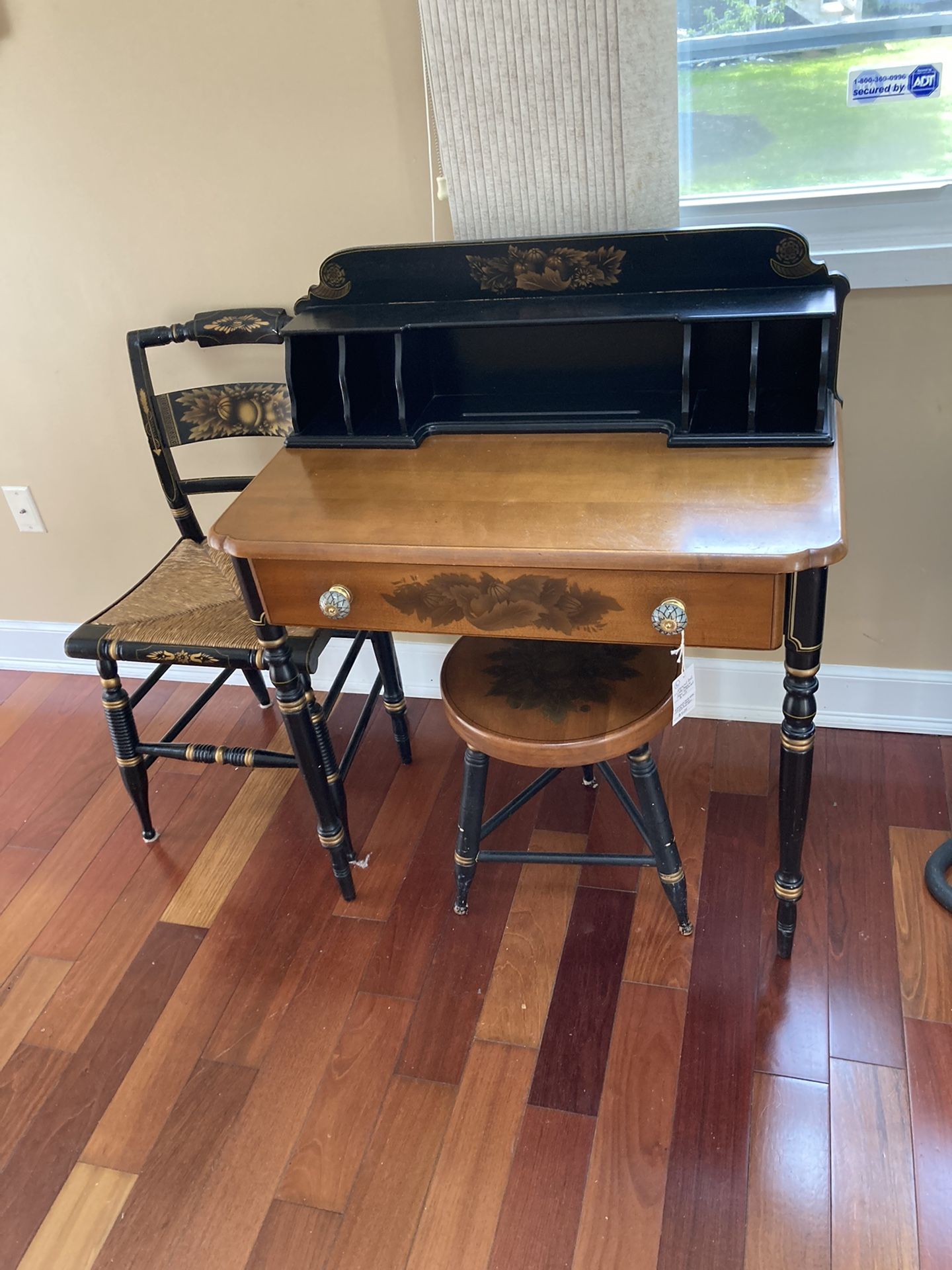 Antique Hitchcock Desk, Chair And Stool