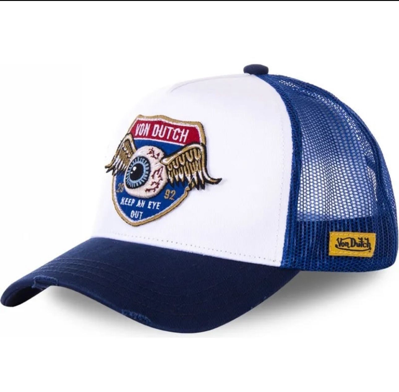 Von Dutch HIG1 White and Blue Trucker Hat