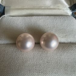 Pink south sea Tahitian, Pearl post earrings