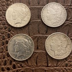 Morgan And Peace Silver Dollars 