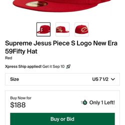 Supreme Jesus Piece S Logo New Era 59Fifty Hat