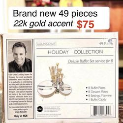 Brand New Colin Cowie Holiday Collection Buffet Dinnerware + Silverware
