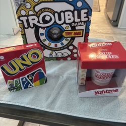 Games New In Box. UNO. Trouble. Yahtzee. 