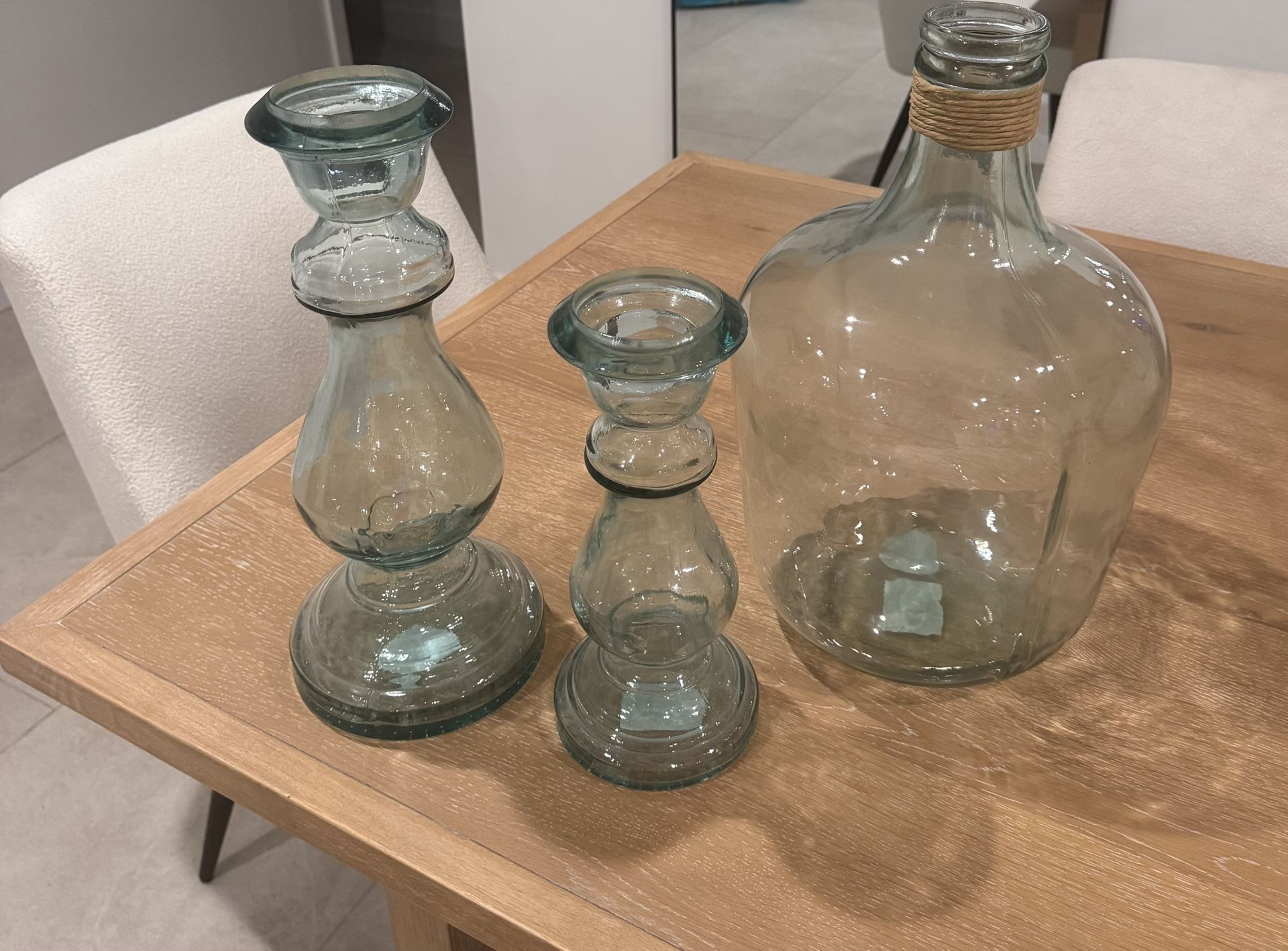 Glass Vase And Candle Holders