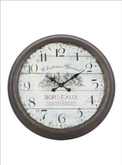 UMA Brown Metal Decorative Wall Clock with Bordeaux, 28" x 4" x 28" | 52503