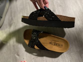 leather sparkly sandals