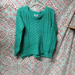 JCPenney's Teal Cable Knit Wool Blend Sweater, Size S