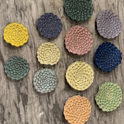 12 Ceramic Flower “Plates”