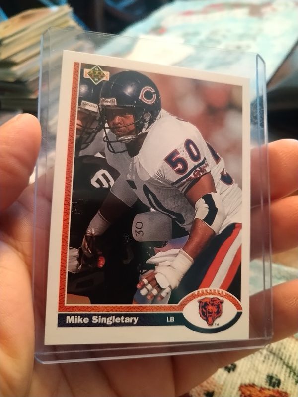 Mike Singletary 1991 Upper Deck Error Hologram Back Football Card For 