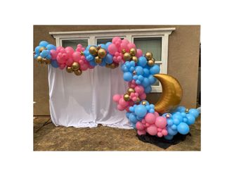 Balloon garlands/arrangements/arch’s/backdrop curtains