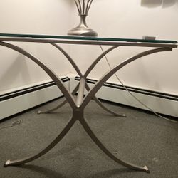 Modern silver glass top table 28inx24in