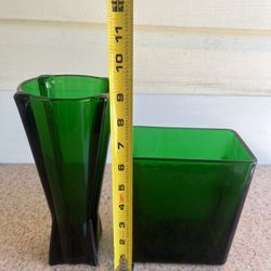 2 Emerald Green Vases