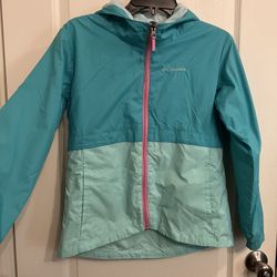 Columbia Brand - Blue Kids/Juniors/womens Windbreaker Jacket With Hoodie