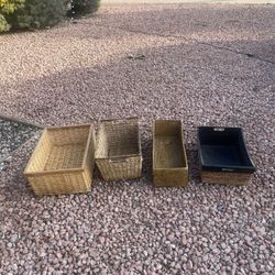 4 Large wicker rattan storage bins containers