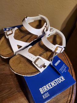 White Birkenstock sandals kids size 2