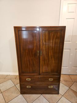 Vintage '80s Ethan Allen  campaign-style cabinet
