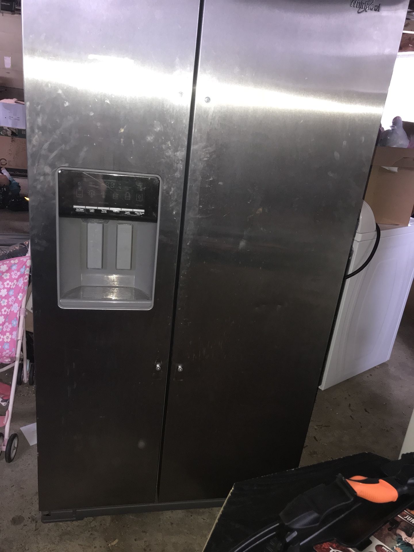 Side by side stainless steel fridge