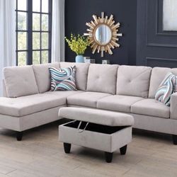LABOR DAY SALES!!3-pc Sectional Sofa With Storage Ottoman Brand New