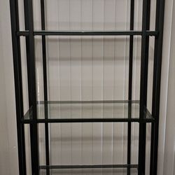 Glass And Black Aluminum Shelf 76"tall X 30" Wide X 16" Deep