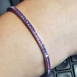 Purple Sapphires 7ct. 18k White Gold Bracelet 