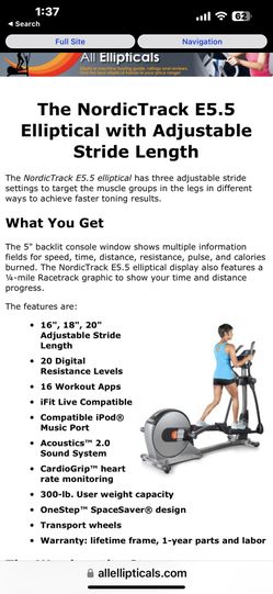 NordicTrack E5.5 Elliptical Space Saver for Sale in Morristown TN