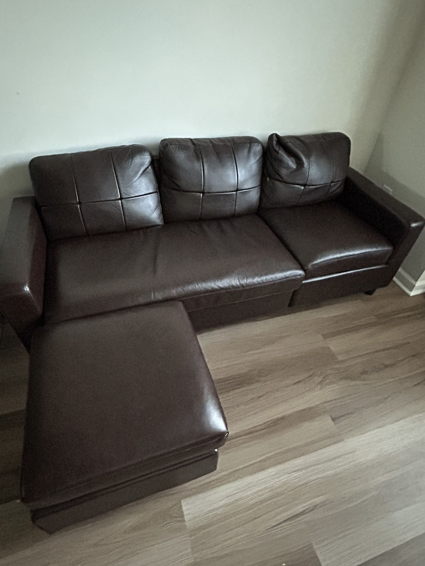 Brown Faux Couch, Faux Ottoman, Middle Faux Chest