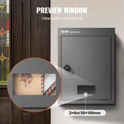205# Through The Wall Drop Box, Heavy Duty Steel Through The Wall Mailbox with 2.8-7.9" 13" Combination Lock, 12.5x6.3x16.9 Mail Drop Box, Dark Gray