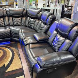 Leather Sectional Power Electric Recliner 