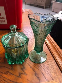 Vintage Glass Vase & Candy Dish