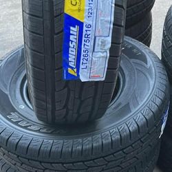 Accelera LT265/75R16 A/T 10-ply tires — set of 4