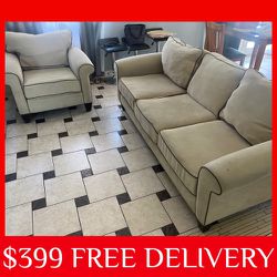 2 Piece Sofa and Loveseat COUCH SET sectional couch sofa recliner (FREE CURBSIDE DELIVERY)