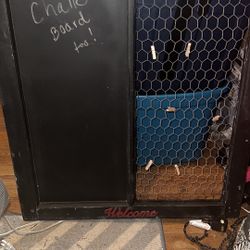 Old Window Made Into Wall Hanging With Half Chicken Wire To Clip Appt Cards Etc And Half Chalkboard To Keep Notes Or Leave Honey Do Lists lol