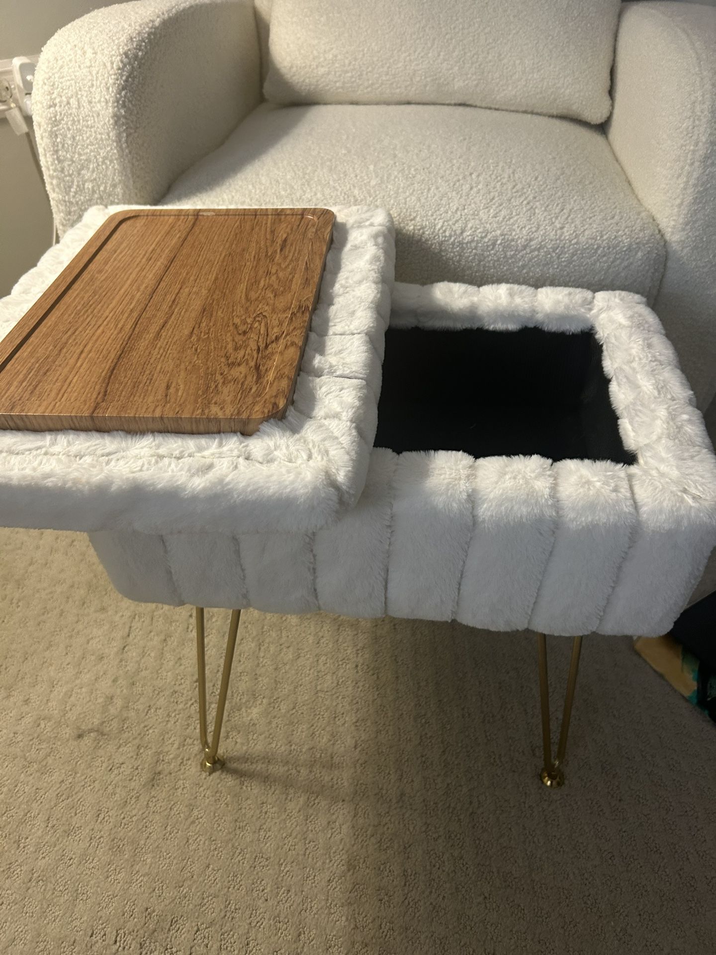 White Ottoman With Storage