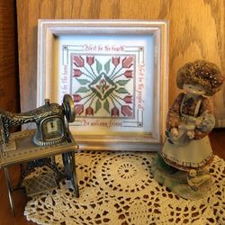 Special Friends Figurine, Metal Sewing Machine, Stitched 