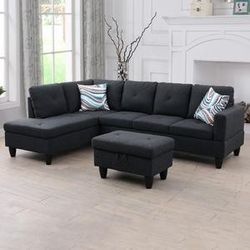 FLANNEL CHAISE SECTIONAL 