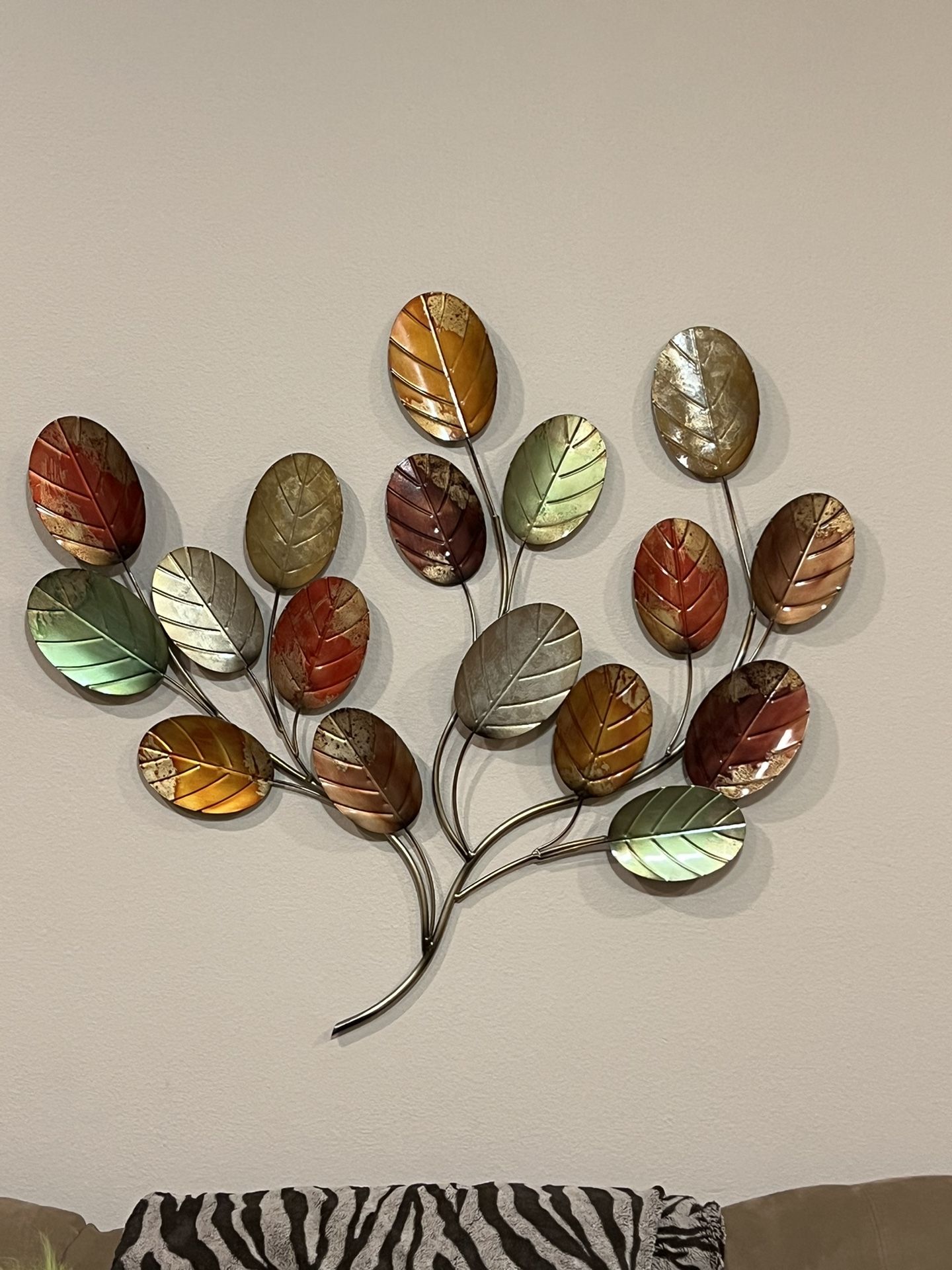 Big colorful leaf metal art